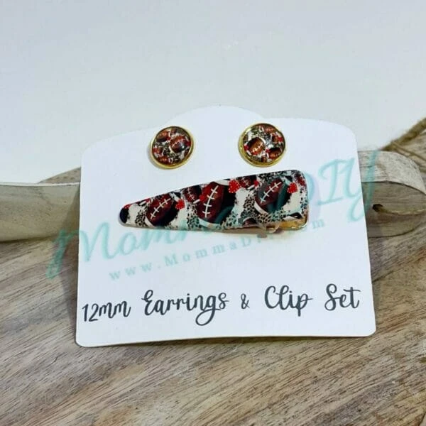 Football Clip and Earring Set