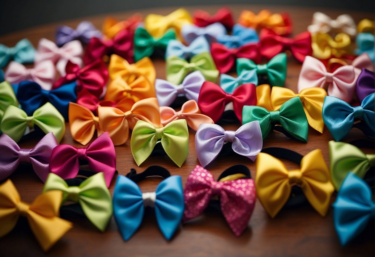 A colorful array of hair bows displayed on a table, representing cultural and gender significance