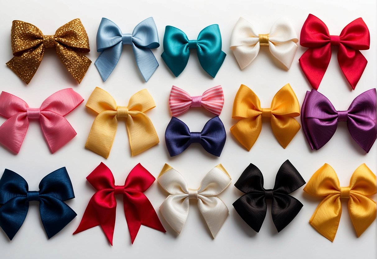 Various hair bow styles displayed on a clean, white background. Different sizes and placements showcased for inspiration